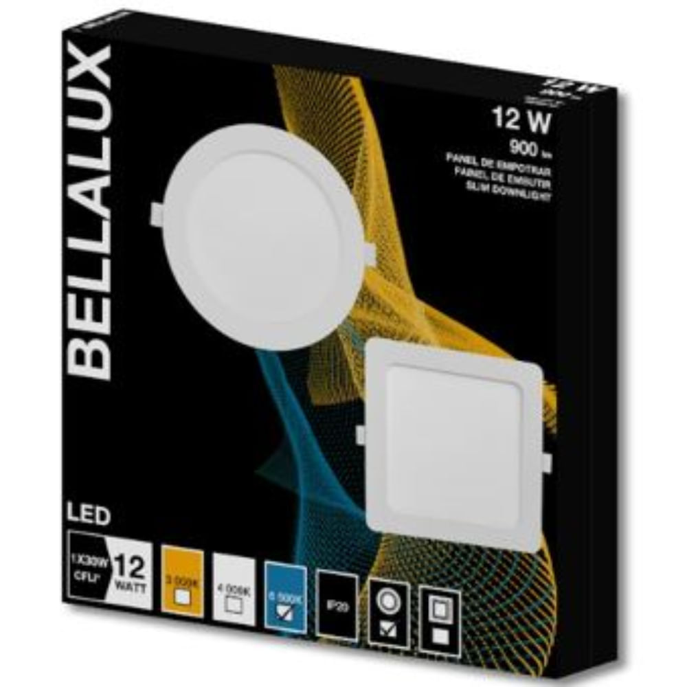 Plafon Led Bellalux Downlight 12w Slim 6500K Quadrado Branco Osram.jpg